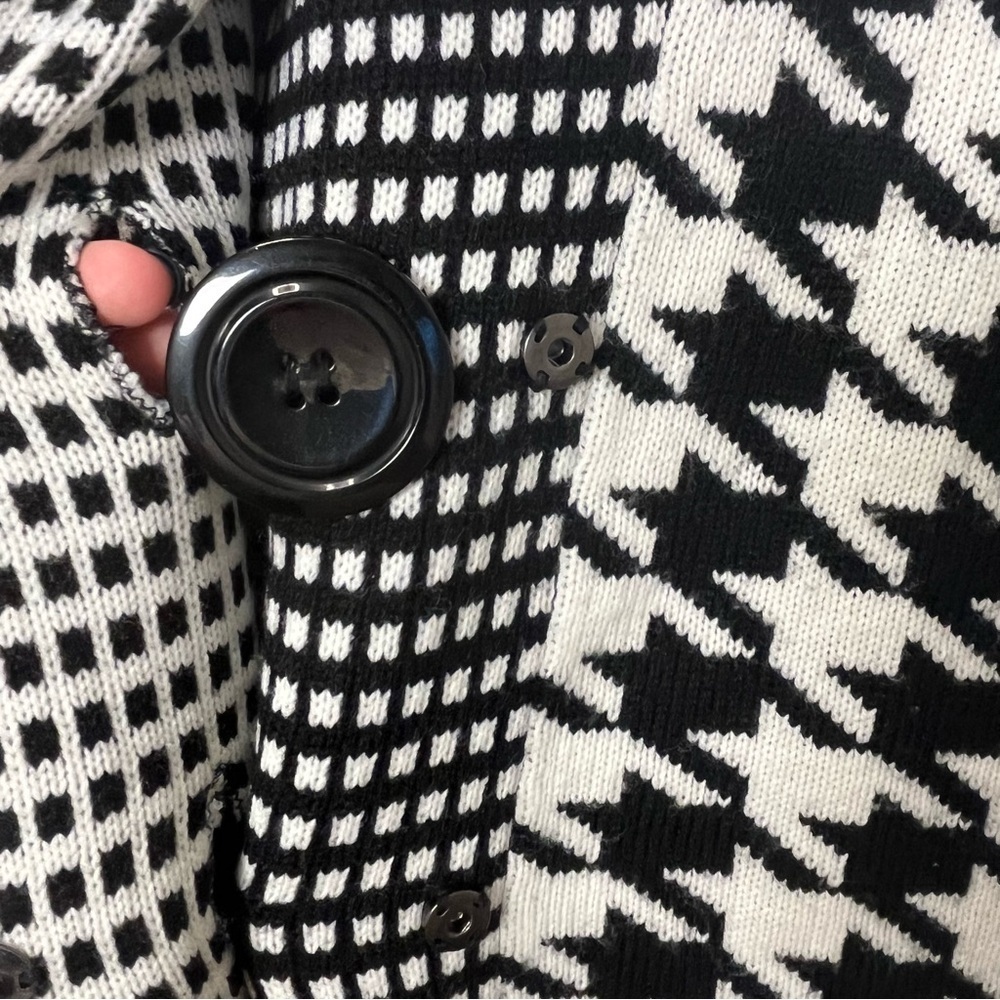 Sioni women Black and White Houndstooth Cardigan sweater blazer size Small - Picture 6 of 12